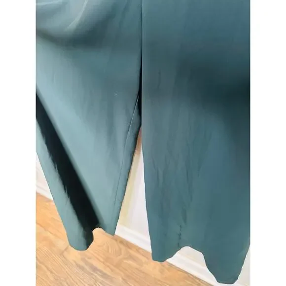 ADAM LIPPES Dark Green Crewneck Long Sleeve Wide Leg Sleek Jumpsuit Size 2